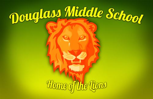 Douglass Middle school logo with a lion